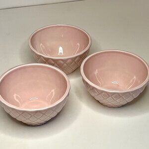 CMG Fruit Dessert Bowls * Set of 3 * Pink Diamond Pattern * 4" Diameter